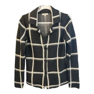 Bartolini Grid Pattern Cardigan Sweater Made in Italy Wool Cashmere Blend M WA1